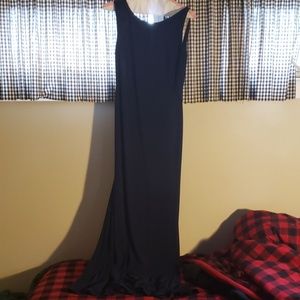 Navy gown with low cut back